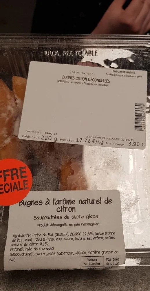 Bugnes a l'arome naturel de citron