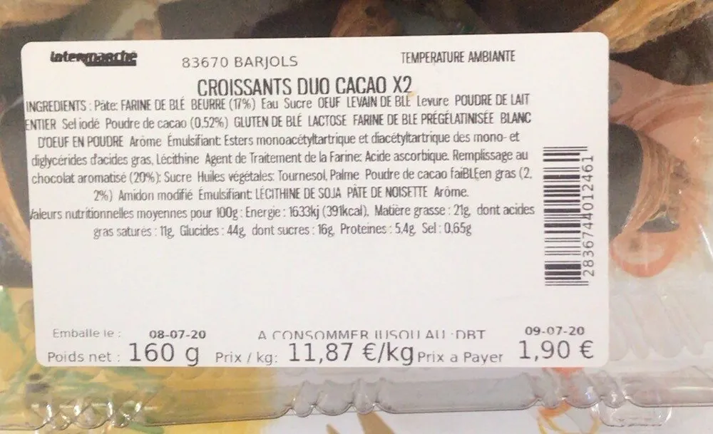 Croissant duo cacao