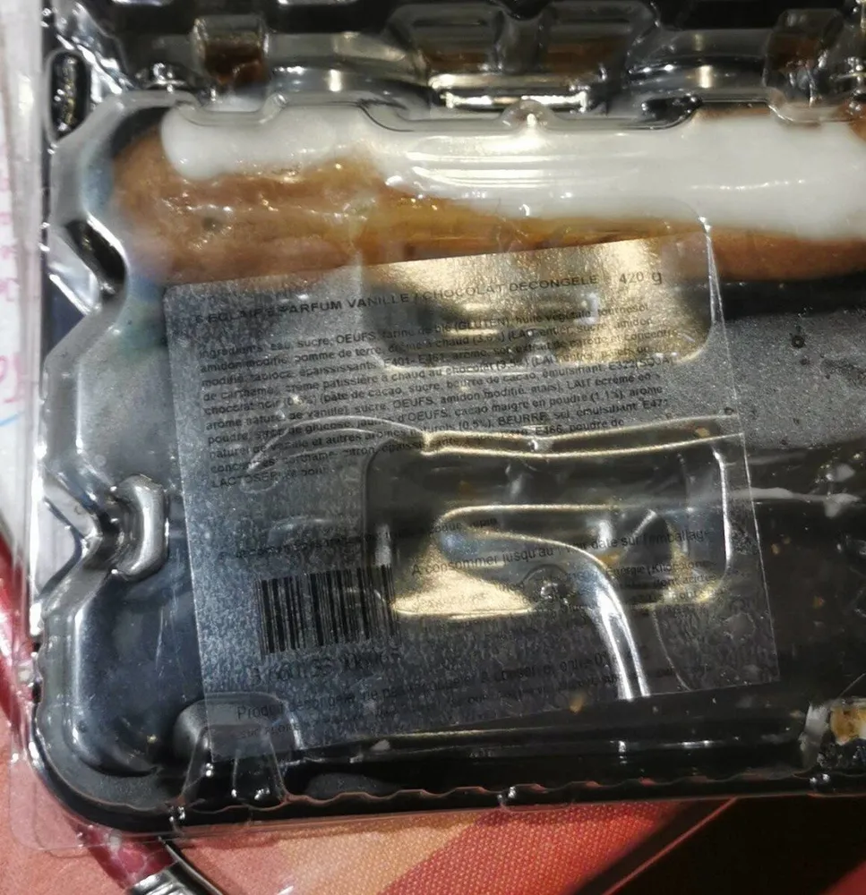 Éclair vanille choco x6 décongelés