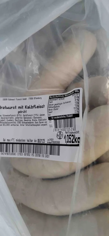Bratwurst mit Kalbsfleisch