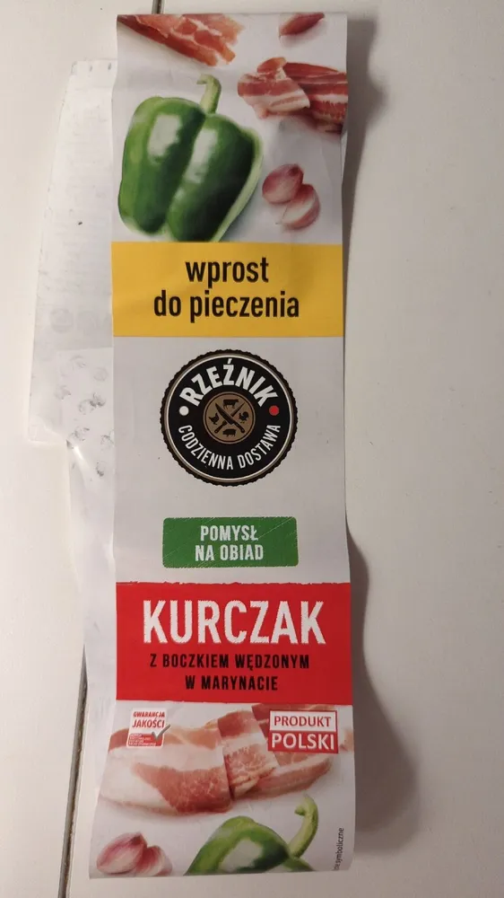Kurczak z boczkiem wieprzowym wędzonym, w marynacie
