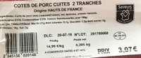 Côtes de porc cuites 2 tranches