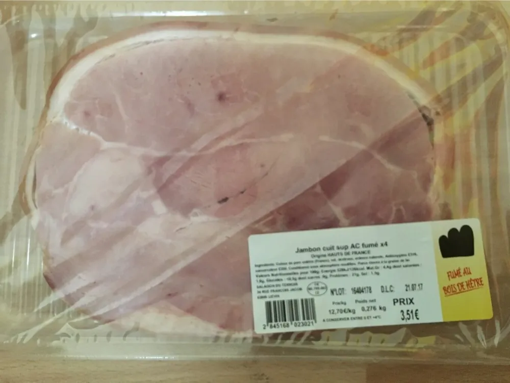 Jambon cuit sup AC fumé x4