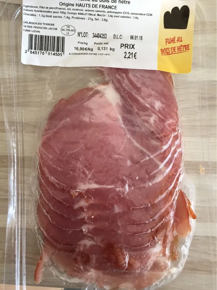 Bacon fume bois de hêtre