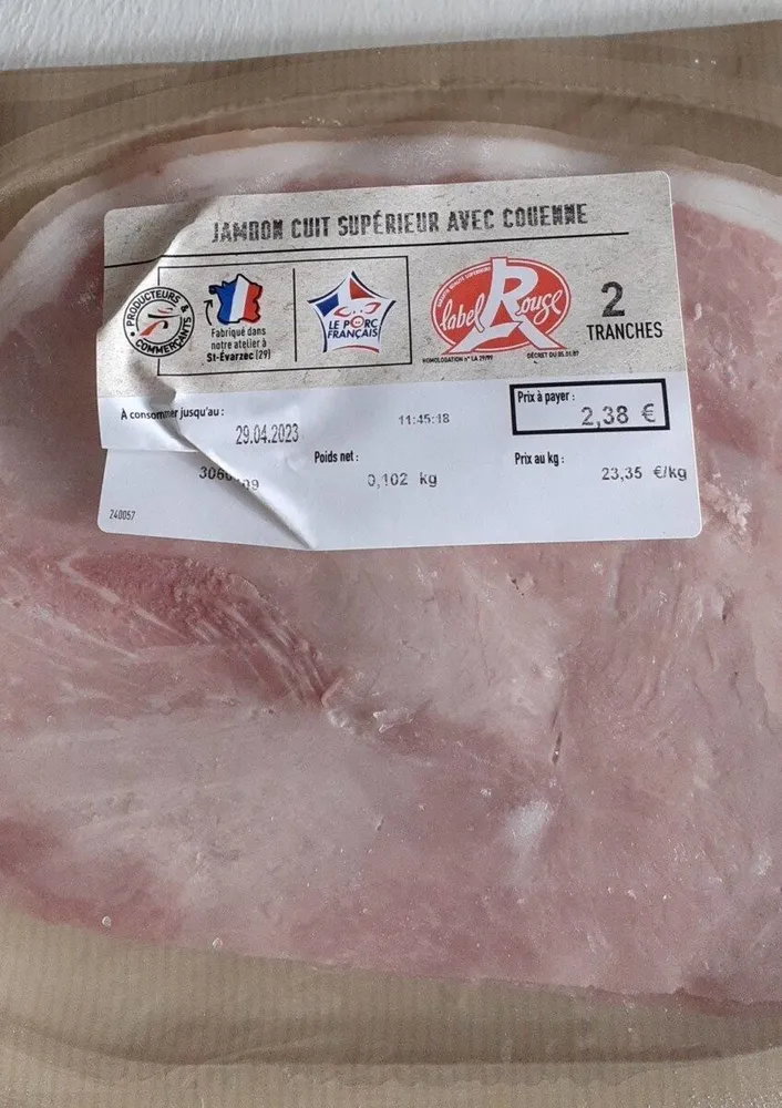 Jambon cuit supérieur label rouge