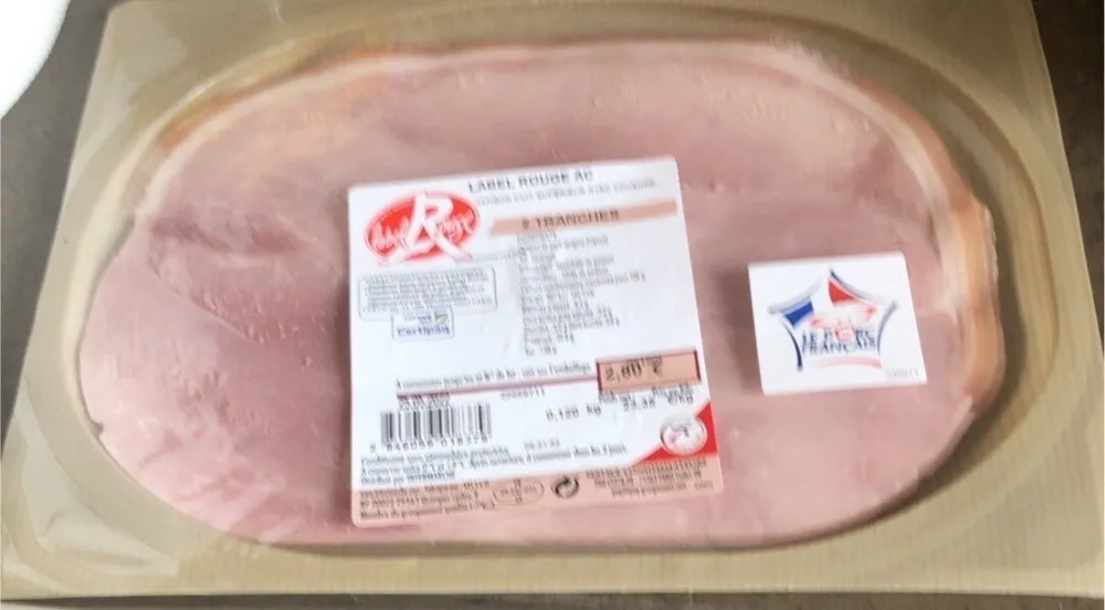 2 tranches jambon de porc cuit