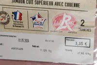 Jambon cuit supérieur avec couenne