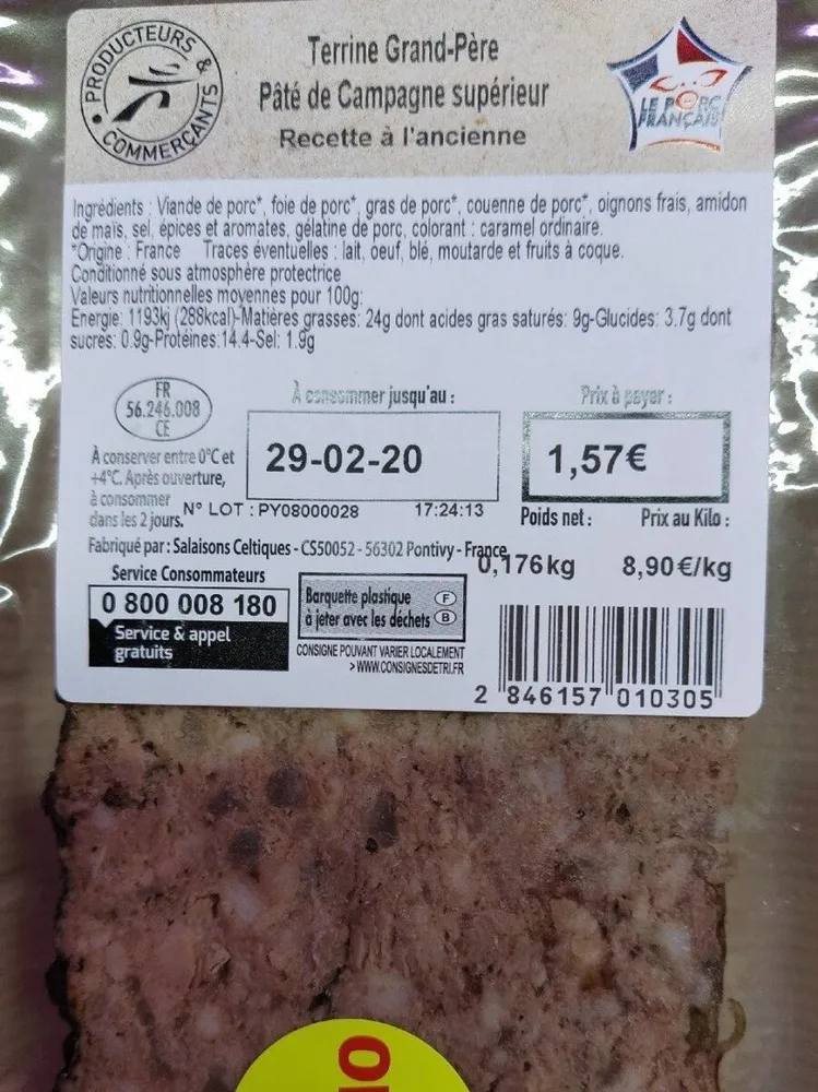 Terrine Grand-père Pâté de campagne supérieur