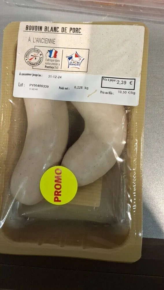 BOUDIN BLANC DE PORC A L'ANCIENNE