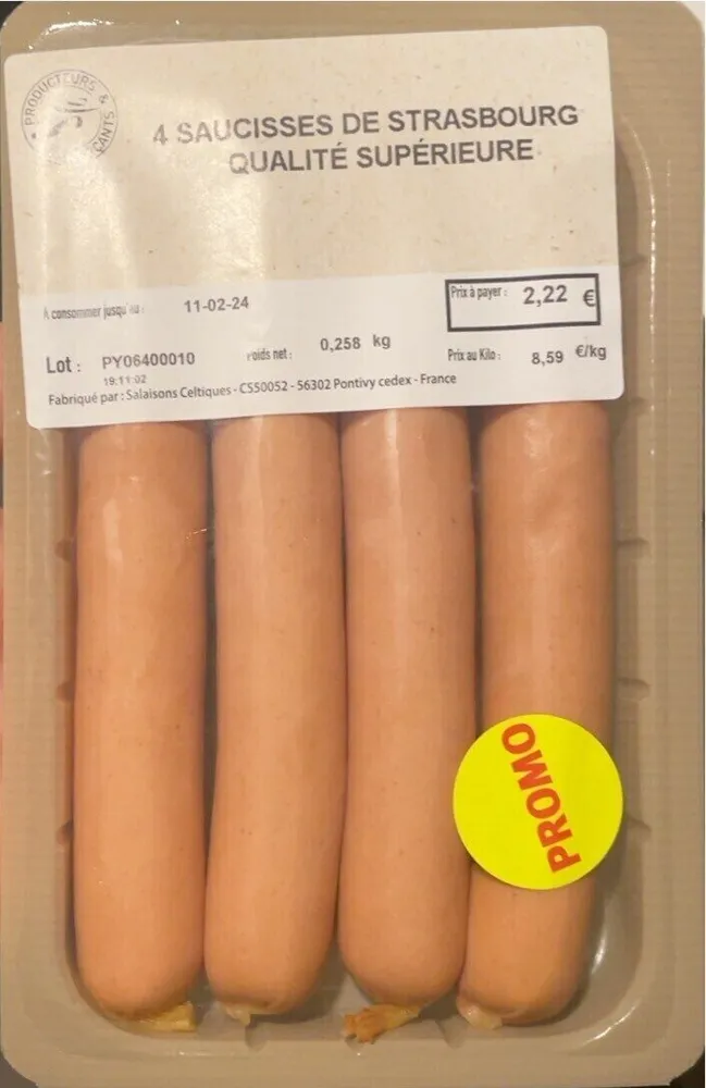 4 saucisses de Strasbourg qualité supérieure