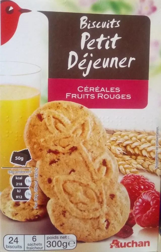 Biscuit petit déjeuner céréales et fruits rouges