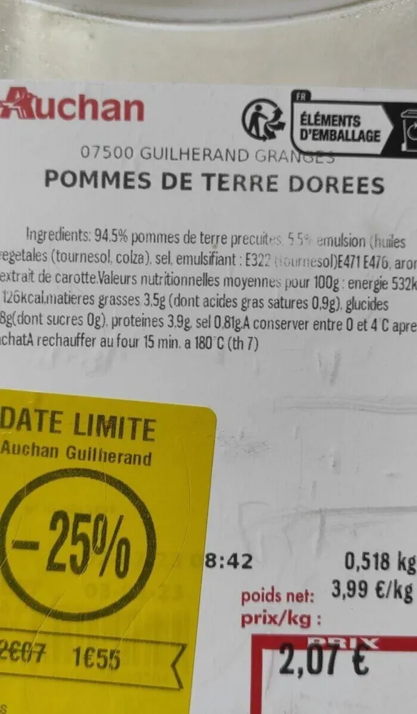 Pommes de terre dorées