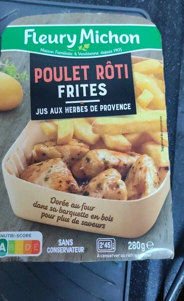 Poulet Rôti Frites jus aux herbes