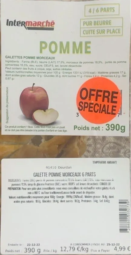 Galettes pomme morceaux