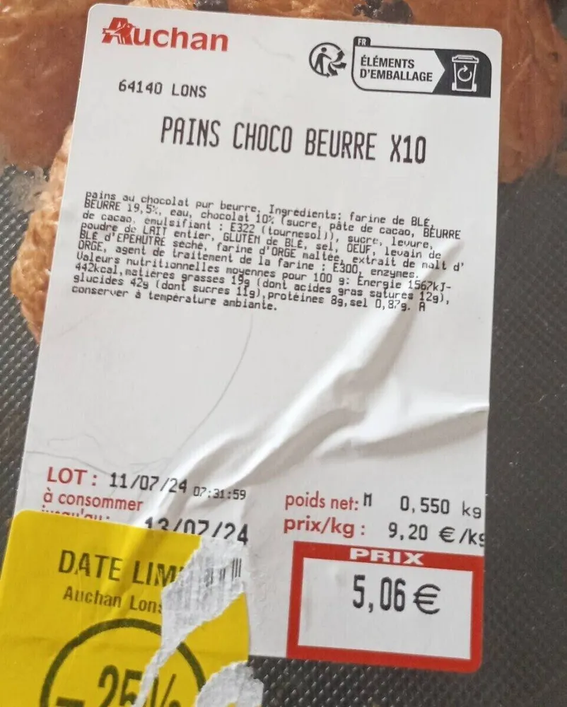 pains choco beurre