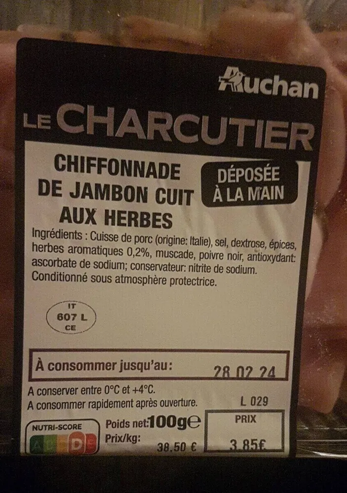 Chiffonade de jambon cuit aux herbes