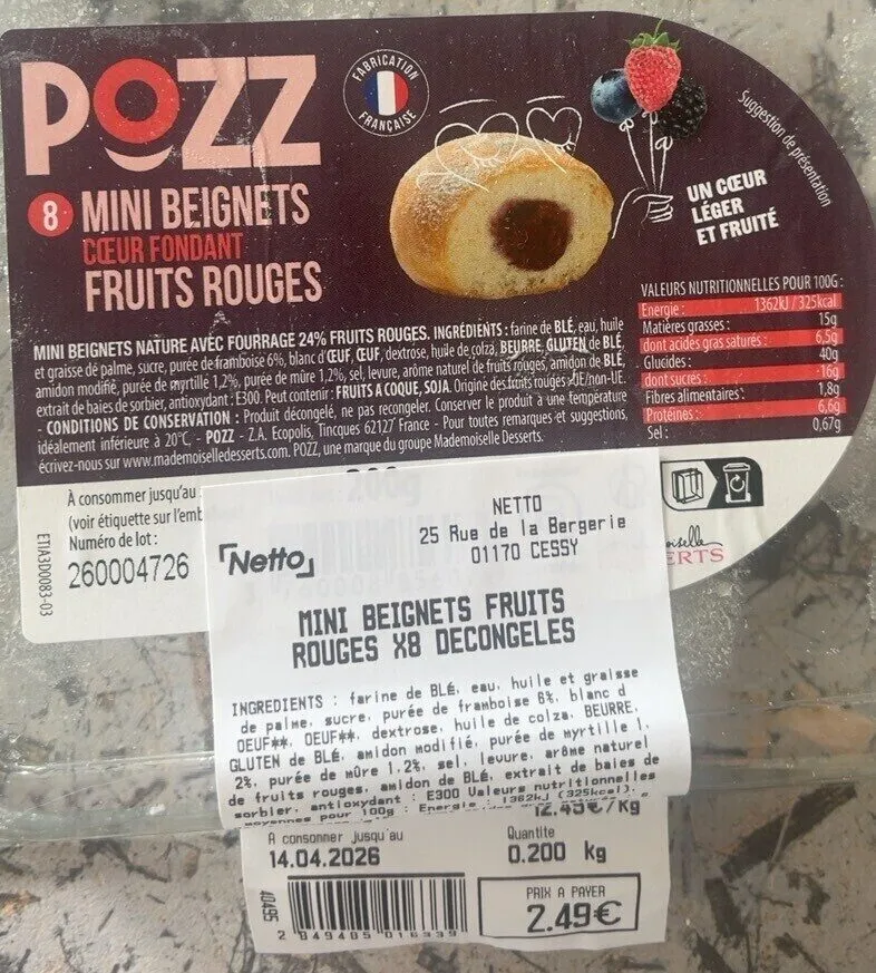 Mini beignets fruits rouges