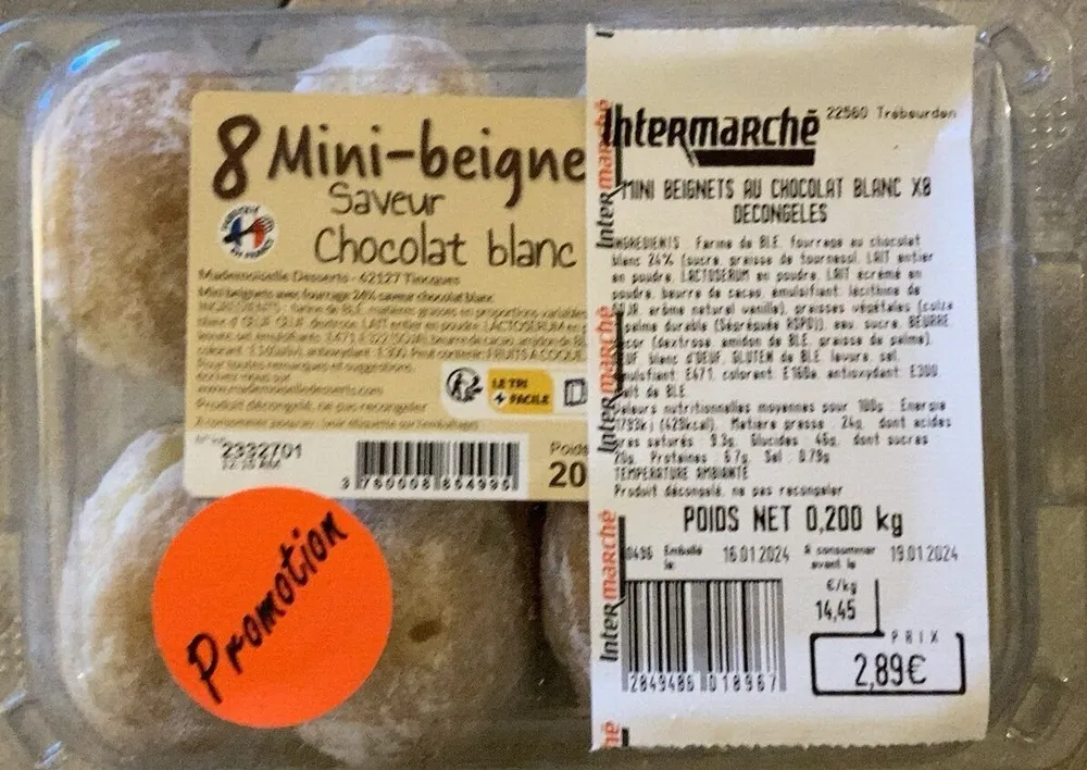Mini beignets saveur chocolat blanc