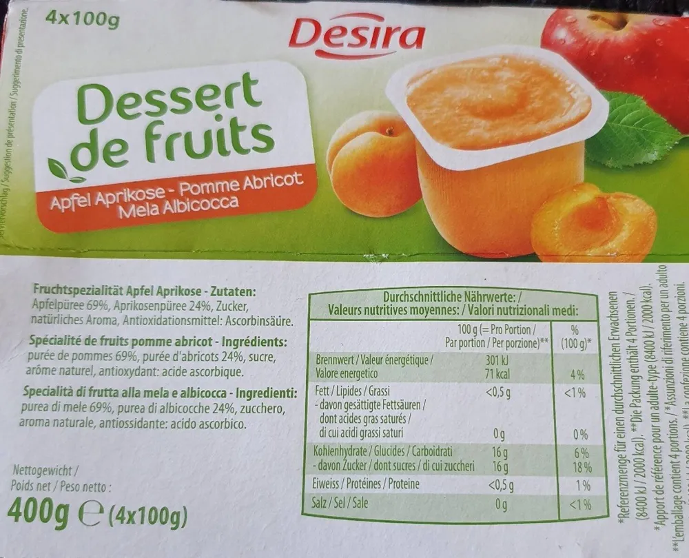 Dessert de fruits pomme abricot