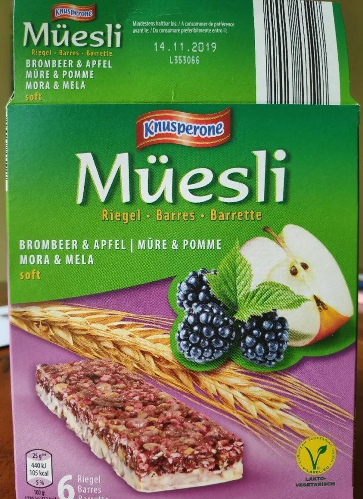 Müesli barres, mûre & pomme