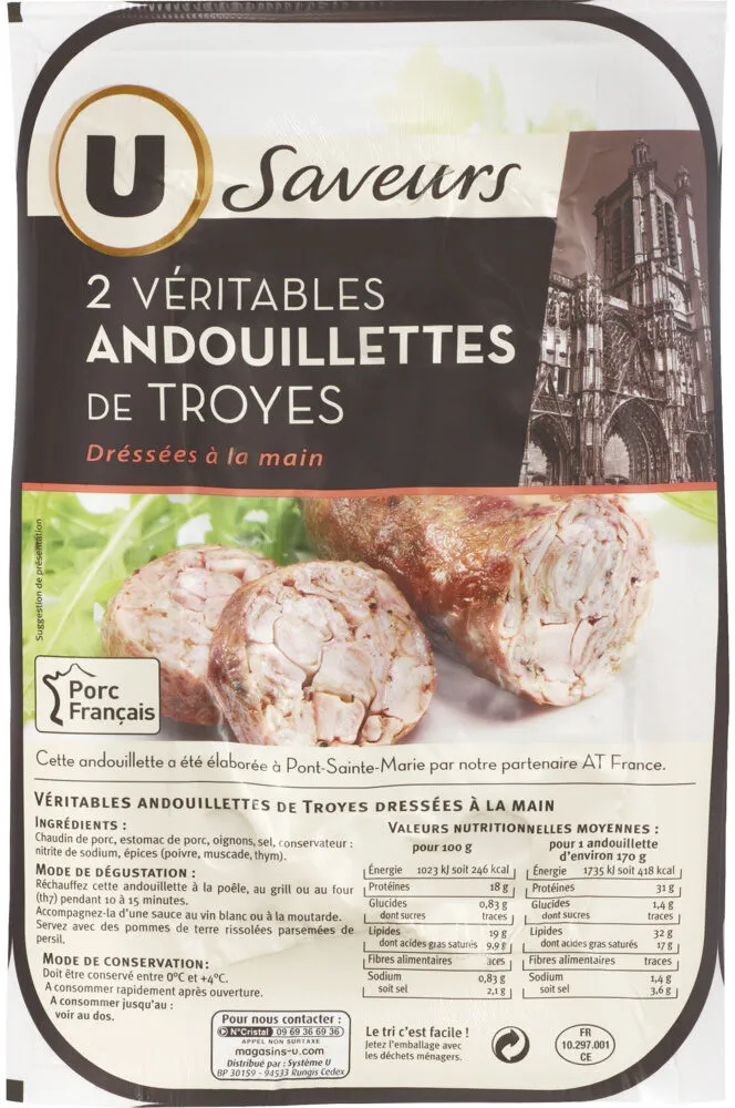2 Andouillettes de Troyes dressée à la main 2 pièces