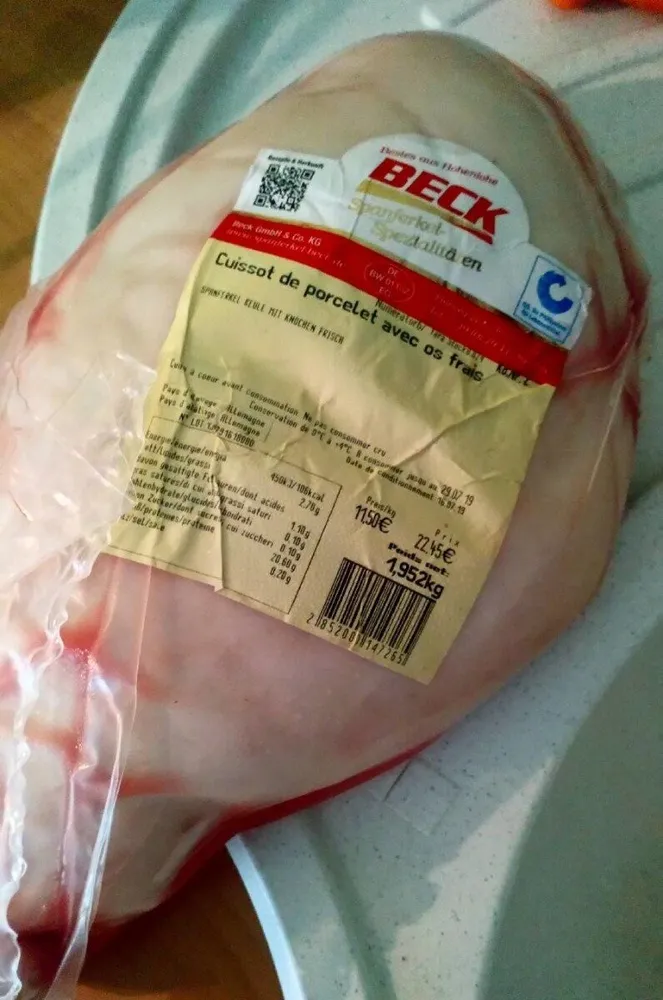 Cuissot de porcelet avec os