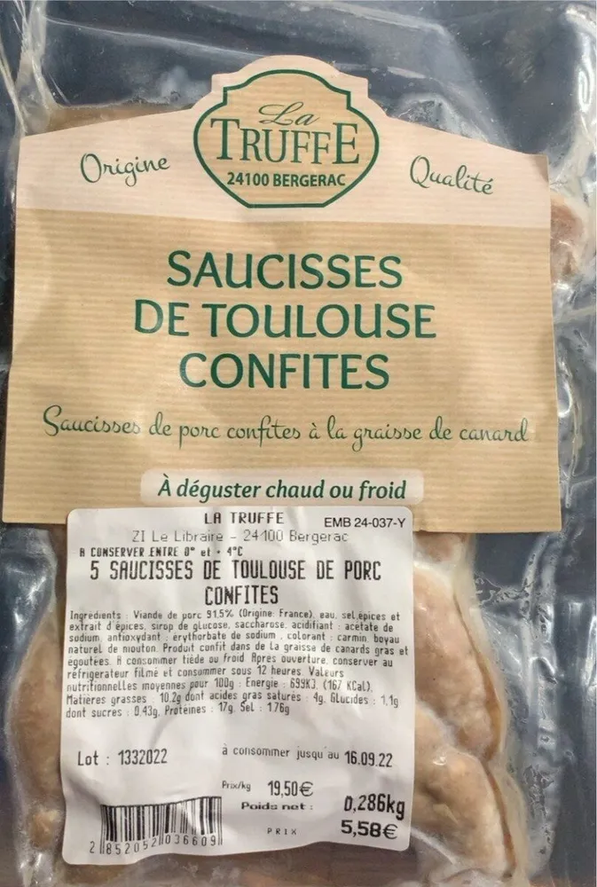 Saucisses de Toulouse confites