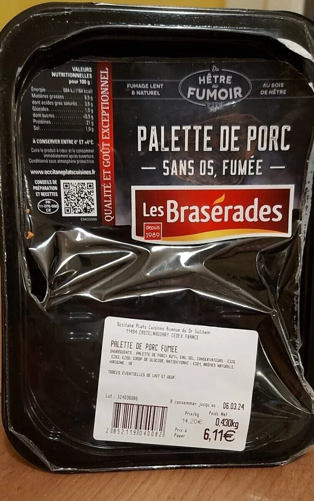 Palette de porc sans os, fumée