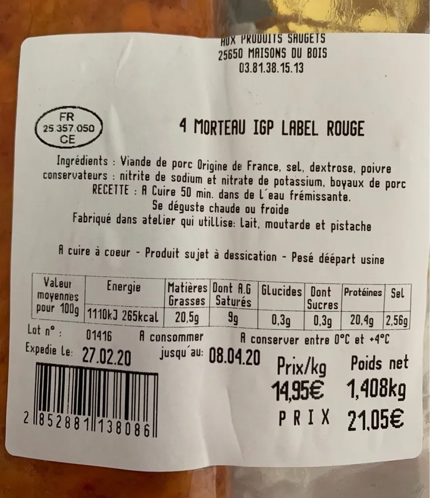 4 morteau ipg label rouge