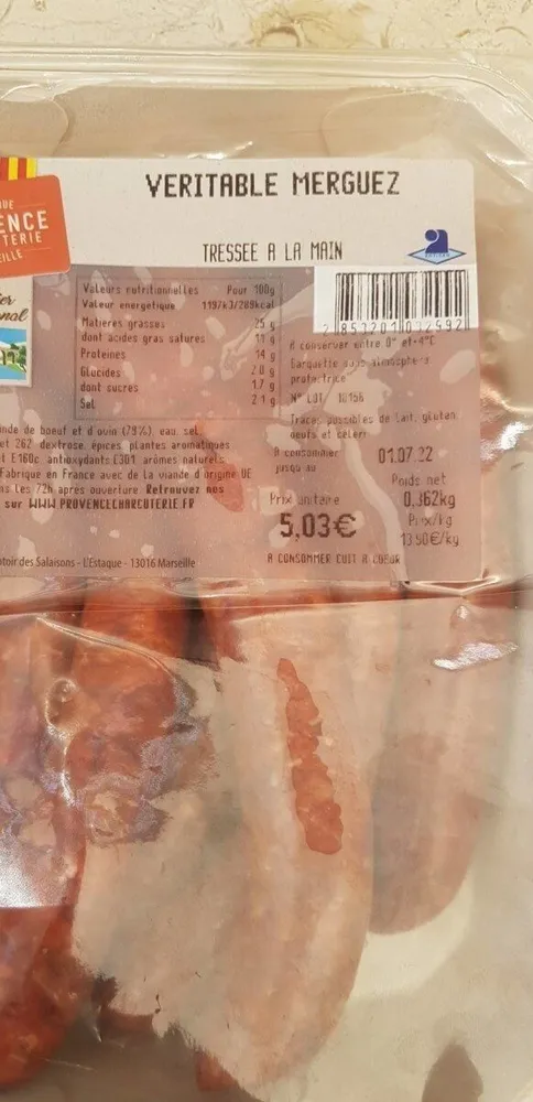 Véritable merguez