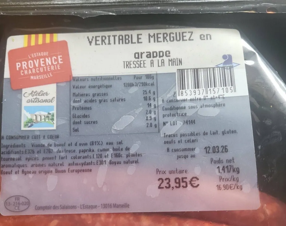Merguez provence charcuterie hyper u