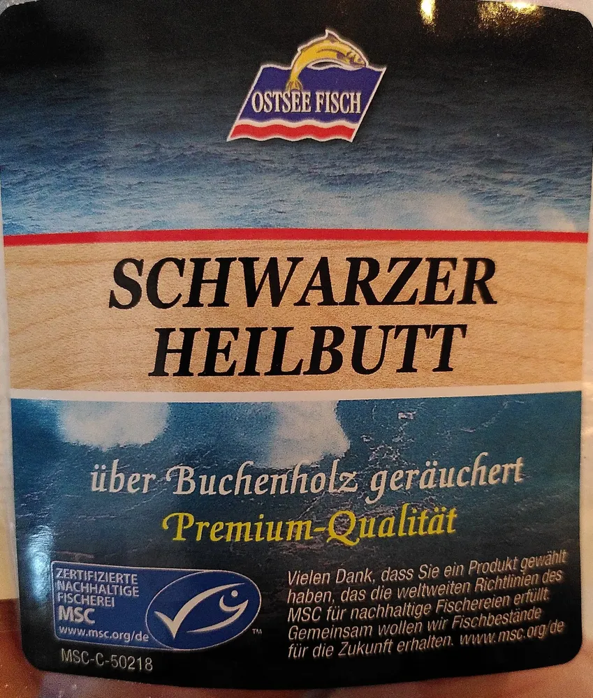 Schwarzer Heilbutt über Buchenholz geräuchert