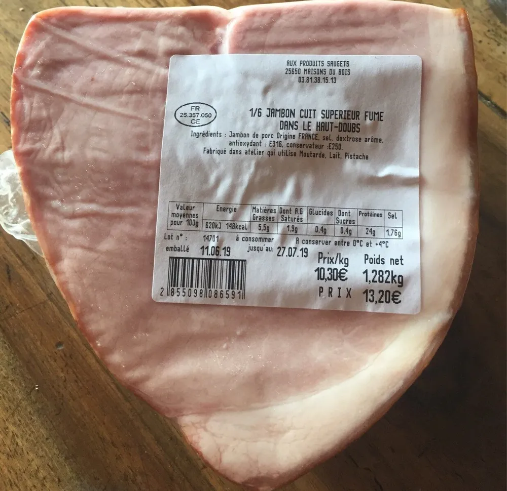 Jambon cuit superieur fumé