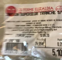 Jambon blanc supérieur tranché
