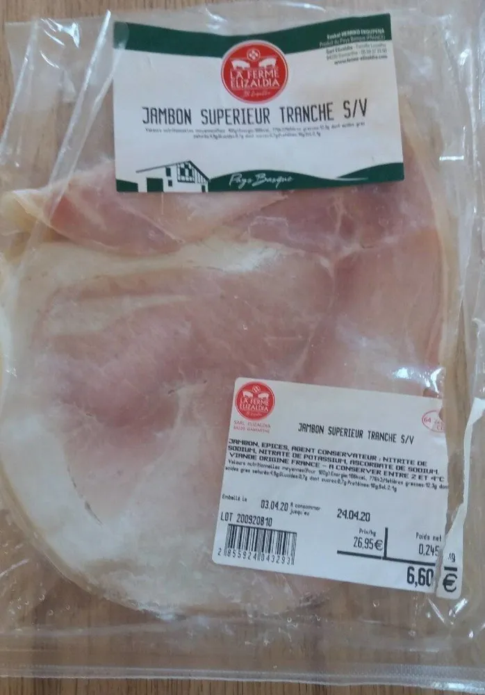 Jambon supérieur tranche S/V