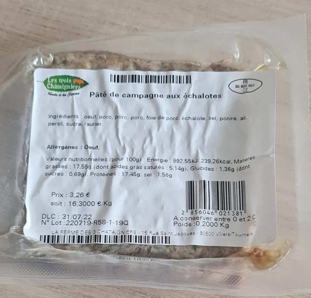 Pâté de campagne aux échalotes