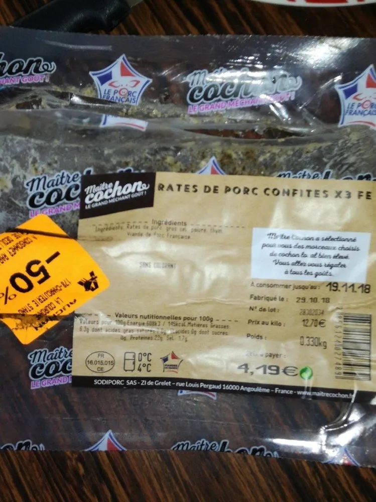 Rate de porc confite