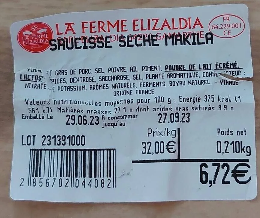 Saucisse seche Makila