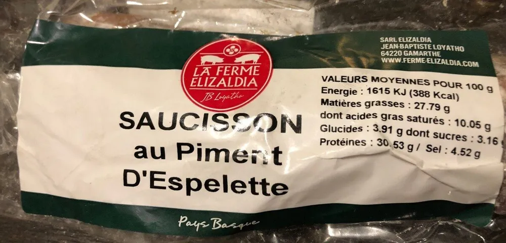 Saucisson sec au piment d'espelette