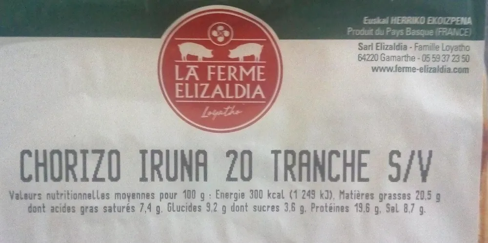 Chorizo Irina 20 tranche S/V