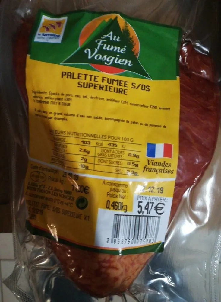 Palette fumée s/os supérieure