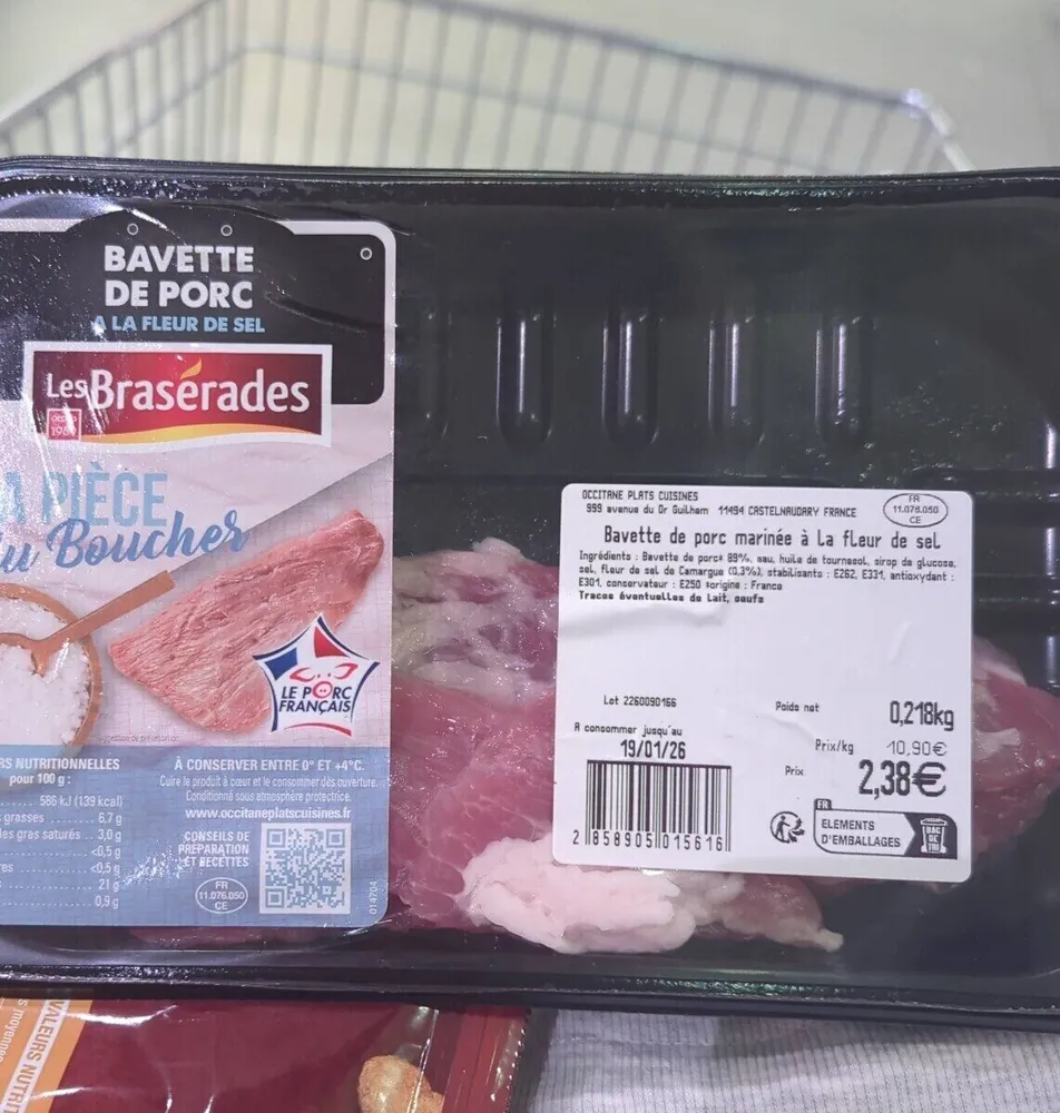 Bavette de porc marinée à la fleur de sel