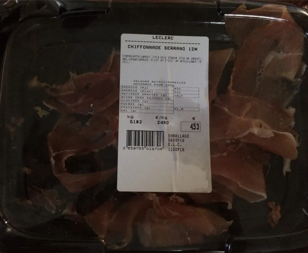 Chiffonnade serrano 12mois