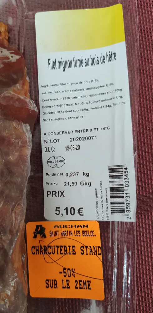 Filet Mignon fumé au bois de hêtre