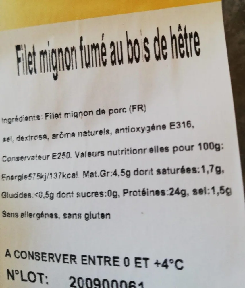 Filet mignon fumé au bois de hêtre