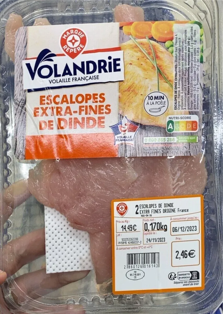 Escalope extra fines de dindes