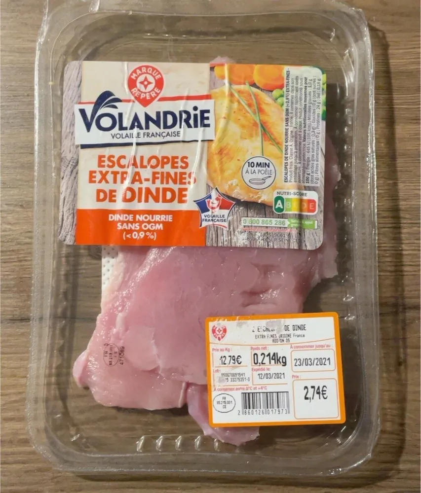 escalopes extra-fines de dinde