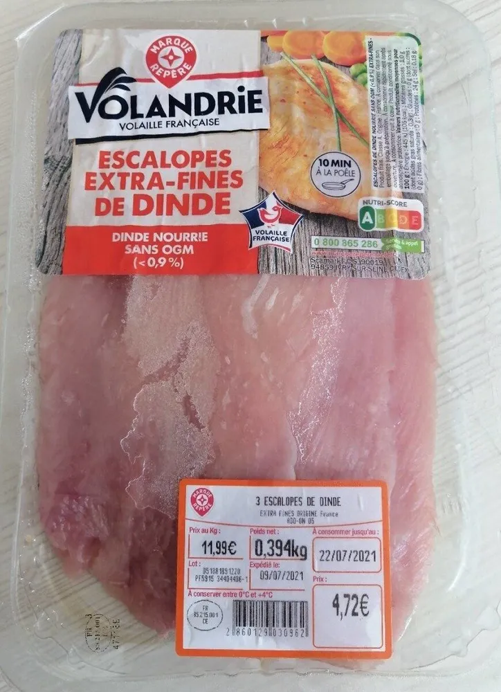 Escalope extra fines de dinde