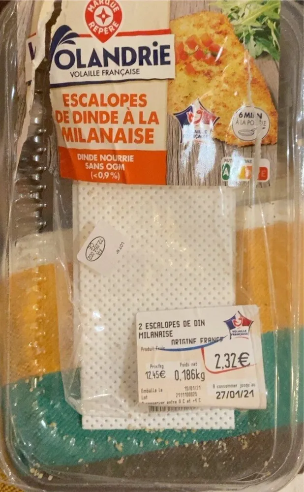 Escalope de dinde a la milanaise