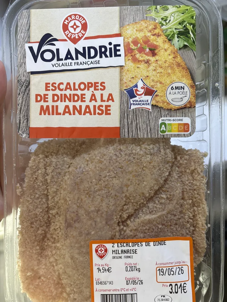 ESCALOPES DE DINDE À LA MILANAISE